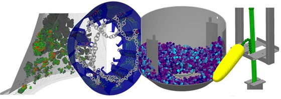 10 Simcenter EDEM Capabilities Engineers Should Know 6 Simcenter EDEM API examples showing advanced material behaviour including breakage, bonds and custom physics